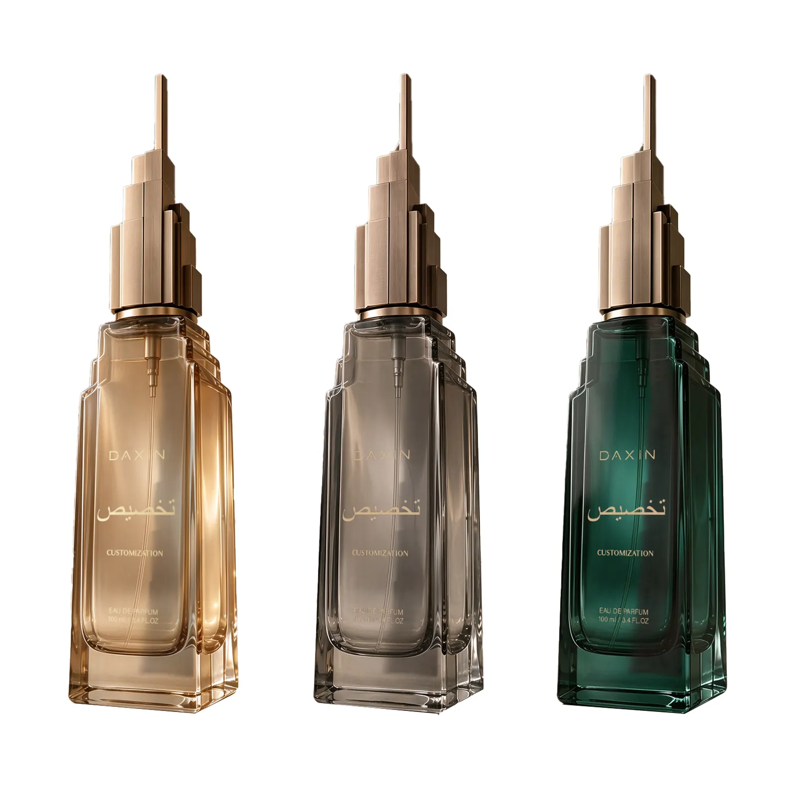 Architectural Faceted Perfume Bottle with Metal Cap