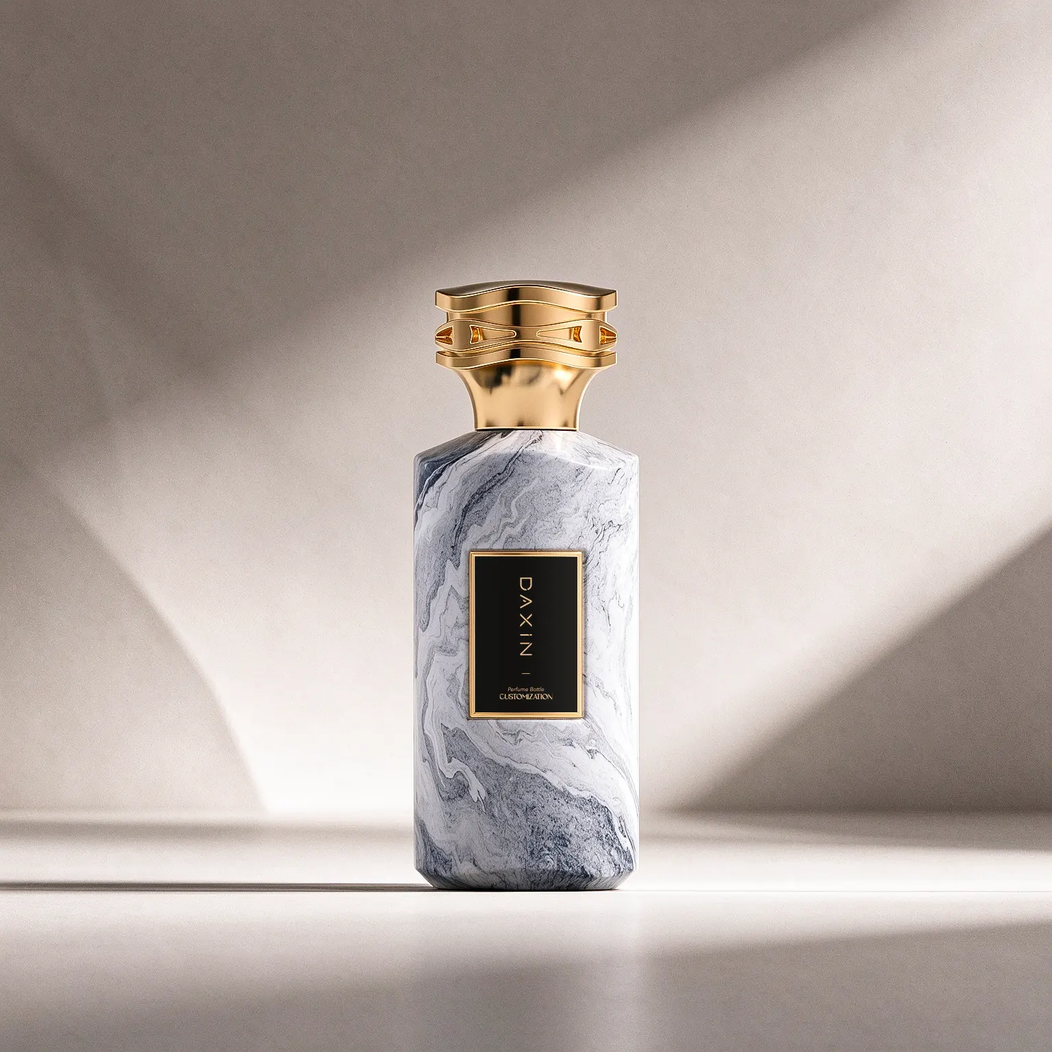 Marble Perfume Bottle with Gold Cap & Cylinder Gift Box