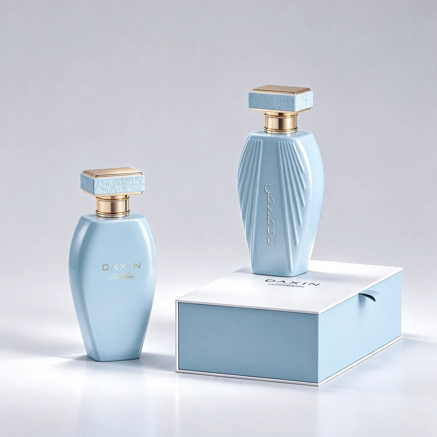 Oval Women's Perfume Bottle with Square Cap & Gift Box