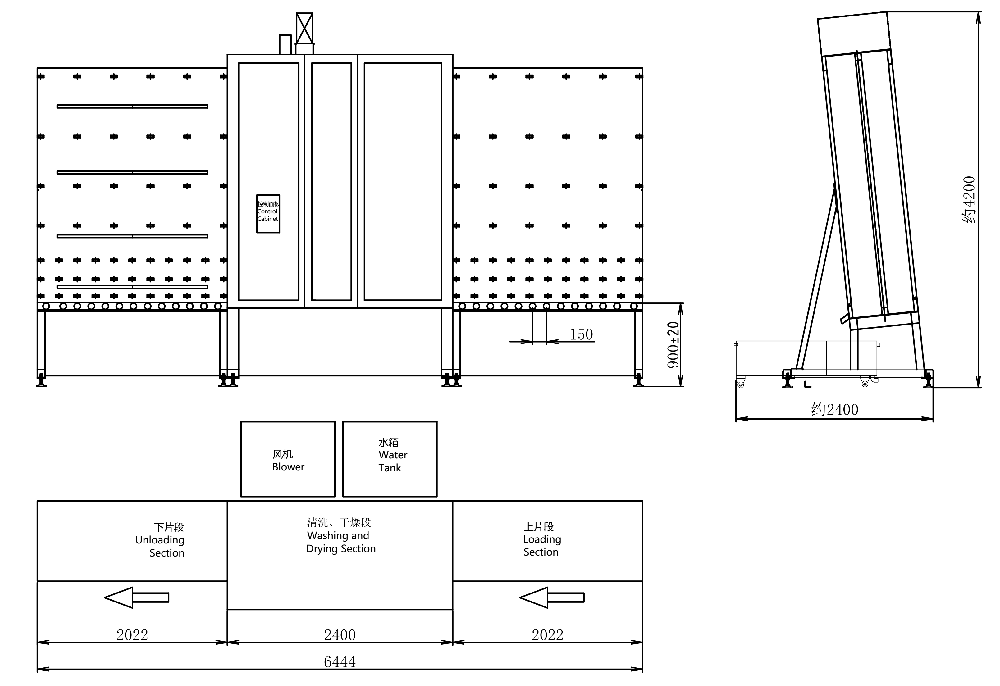 glass vertical washer