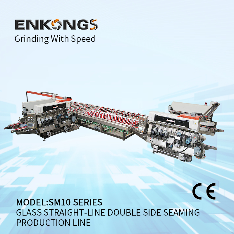 SM10 Glass 1510 Straight-line Double Sides Seaming Processing line With 10 Spindles