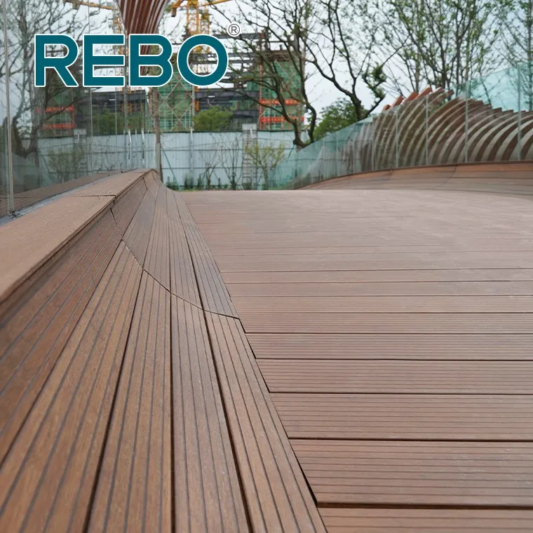 Piso decorativo de ponte de jardim de bambu, painel lateral ecológico