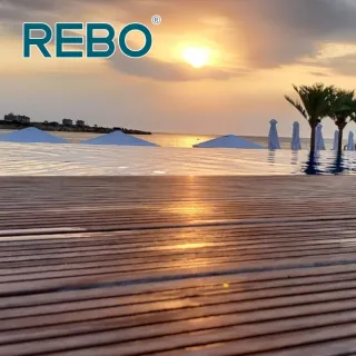 Material de piso de deck de bambu com ranhuras para jardim ao ar livre