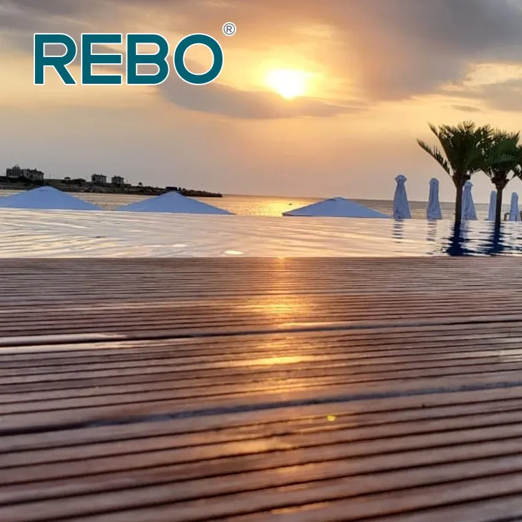Material de piso de deck de bambu com ranhuras para jardim ao ar livre