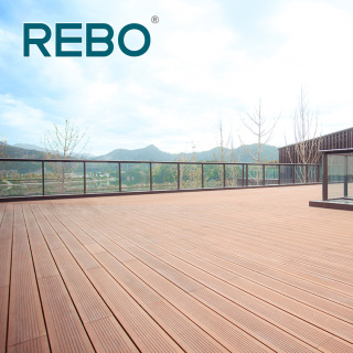 Piso de bambu resistente à água para áreas externas, verde e pesado