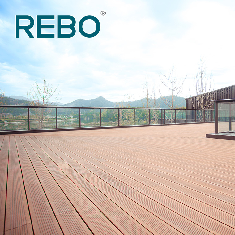 Piso de bambu resistente à água para áreas externas, verde e pesado