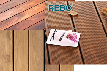 Comparação de decks de madeira e bambu