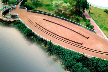 야외 스트랜드 짠 대나무 데크 : 녹색 지구 건설