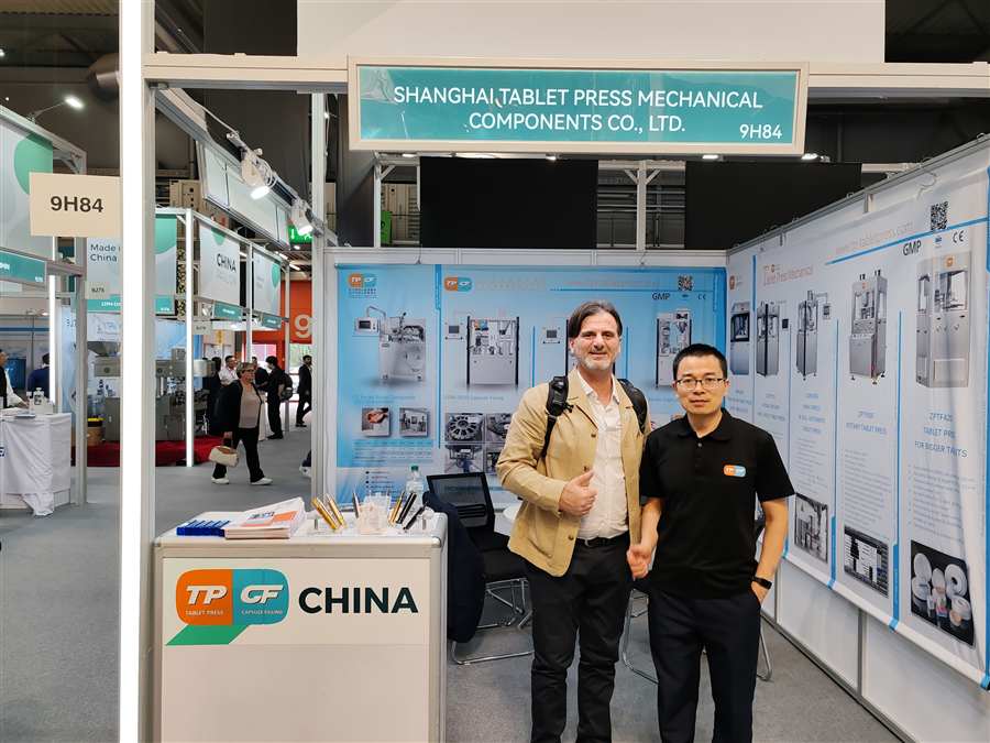 Customer meeting at CPHI Milan 2026 Shanghai Tablet Press meeting an international visitor at CPHI Milan 2026
