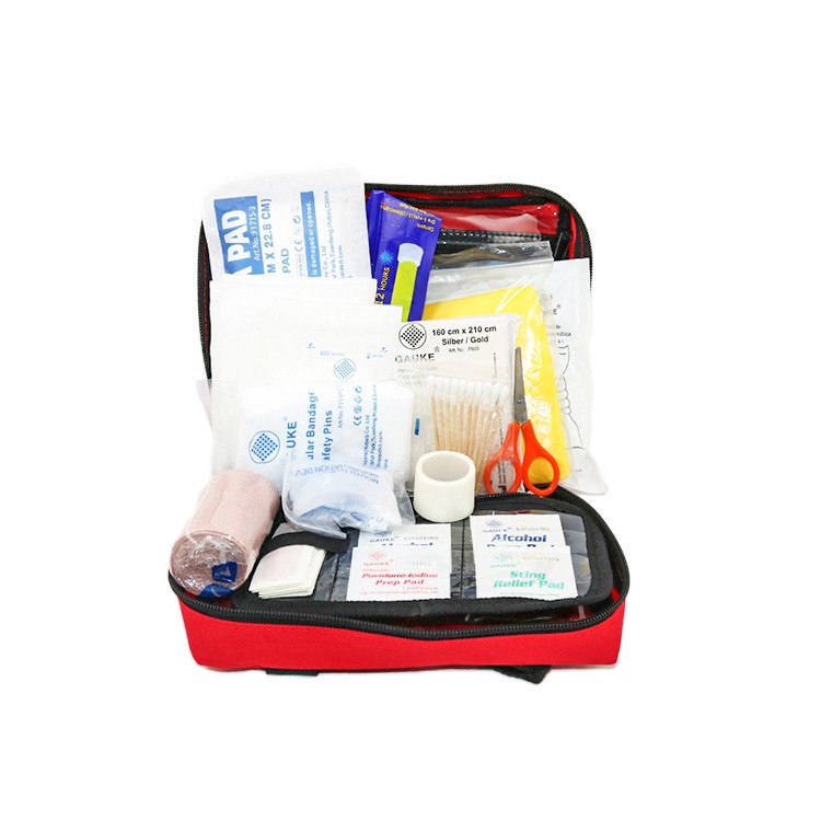 Kits de primeiros socorros de escudo facial profissional CPR, kits de primeiros socorros em bolsas de nylon com chaveiro