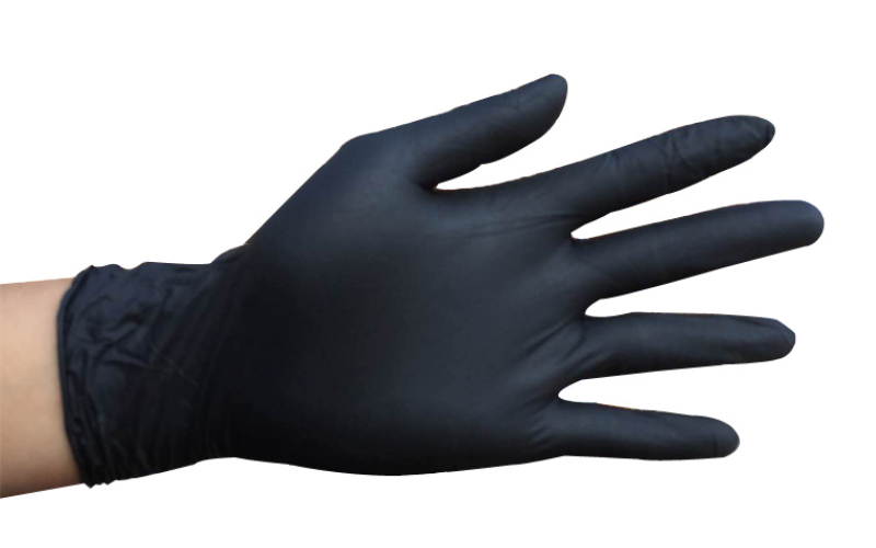 Bezpudrowe, bezlateksowe, czarne jednorazowe rękawiczki nitrylowe