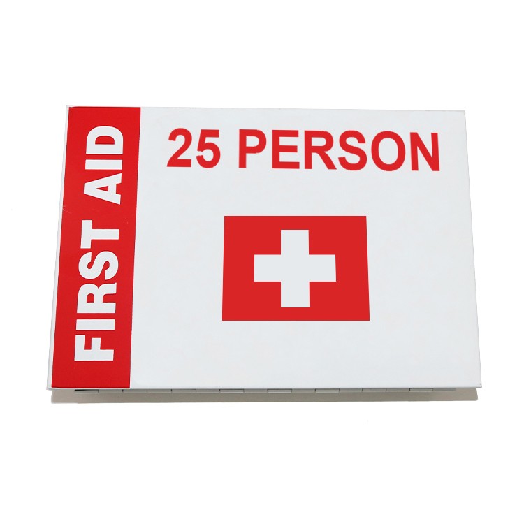 Leere Erste-Hilfe-Kasten aus Metall für 25 Personen