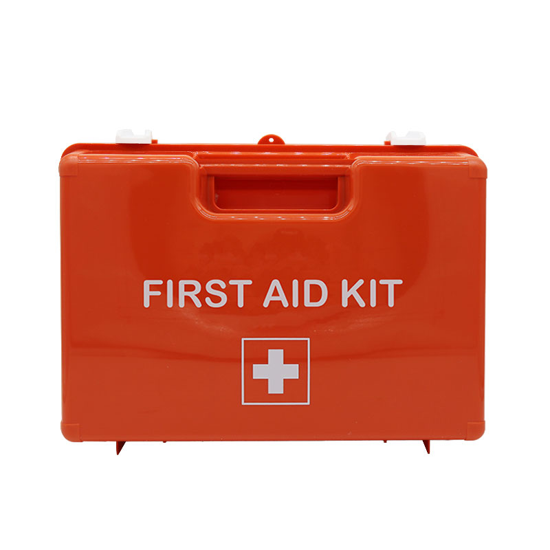 Orange hard case wall mountable industrial first aid kit for workplace