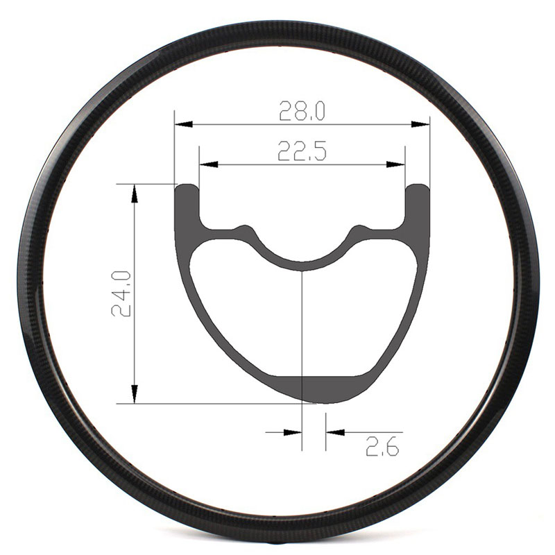 29er Mountain Bike Rims 28mm Width Asymmetric Cross country