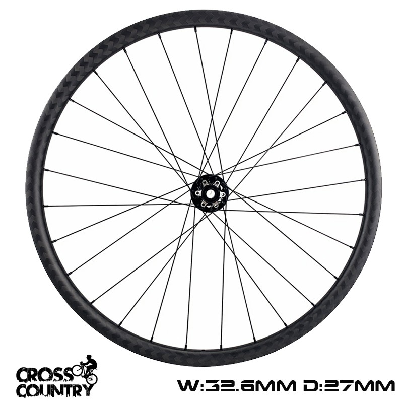 29er 32.6mm Width 27mm Depth xc bike wheelset 12k twill weave asymmetric