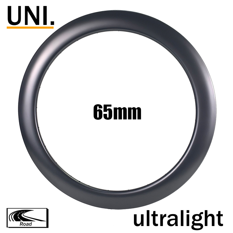 Cerchi ultraleggeri in fibra di carbonio T800 UNI 700C 65mm profondità del cerchio 21mm larghezza interna cerchi ultraleggeri