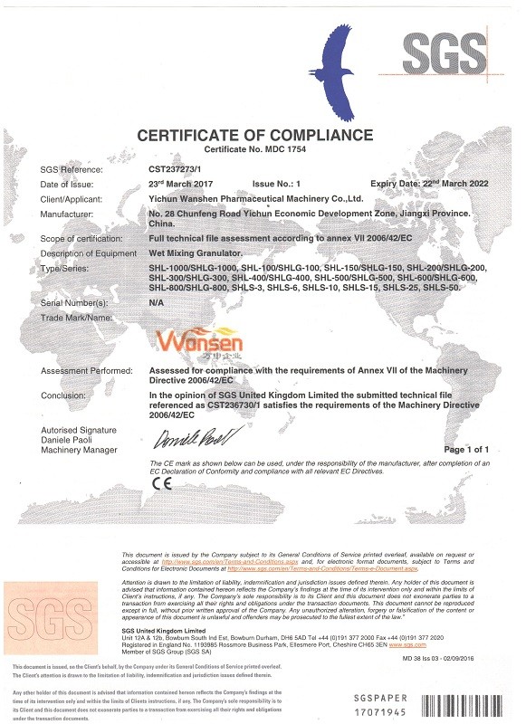 Wonsen equipamentos passam certificados CE