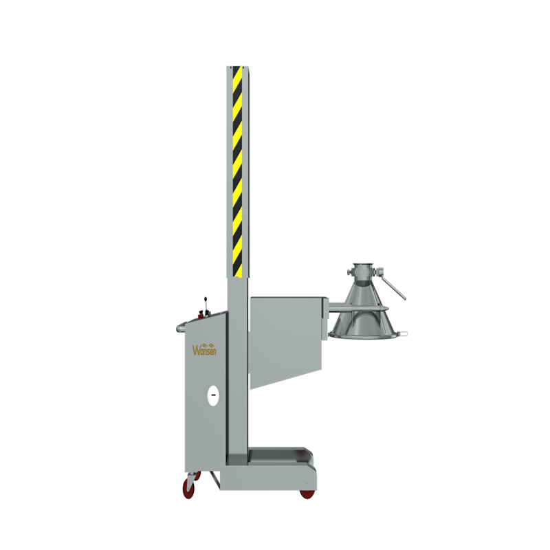 Moveable lifting machine for conveying and charging solid materials
