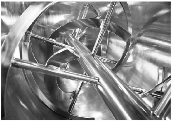 Screw Conveyor Connected to Stainless Steel Horizontal Mixer Ribbon Mixer