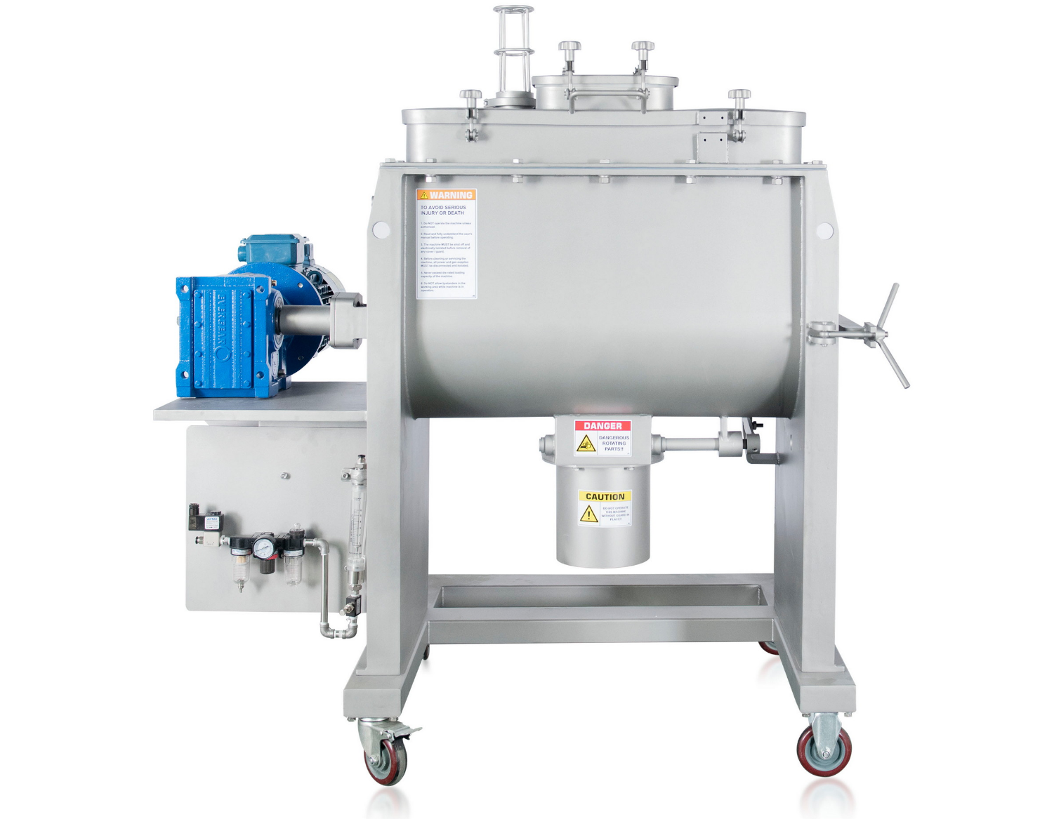 Screw Conveyor Connected to Stainless Steel Horizontal Mixer Ribbon Mixer