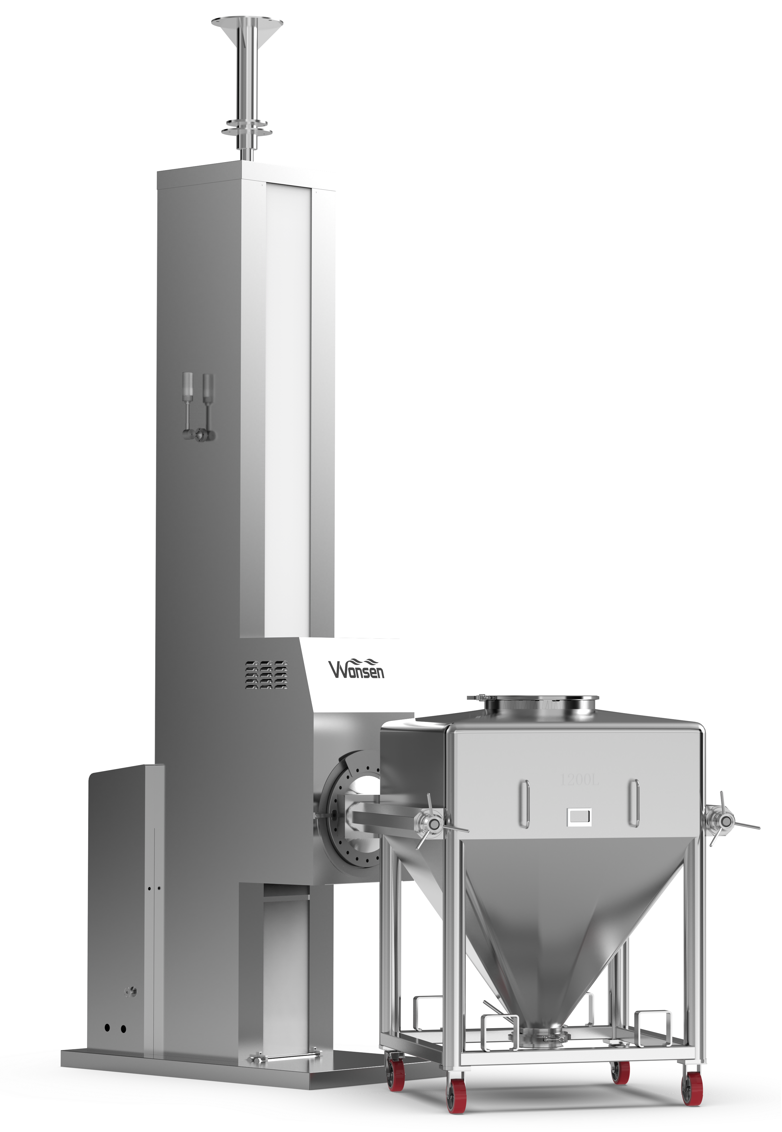 Одностоечный смеситель ХЛТ для бункеров: беспыльное поднятие, проверка соответствия рецептуре.