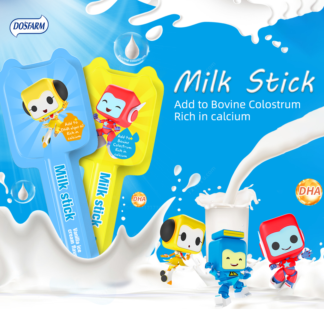 Comprimidos em bastão de leite sabor colostro doce lácteo infantil