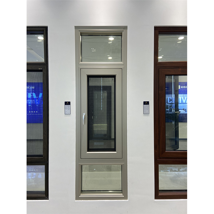 Power Coating Grey Double Glass Casement Window