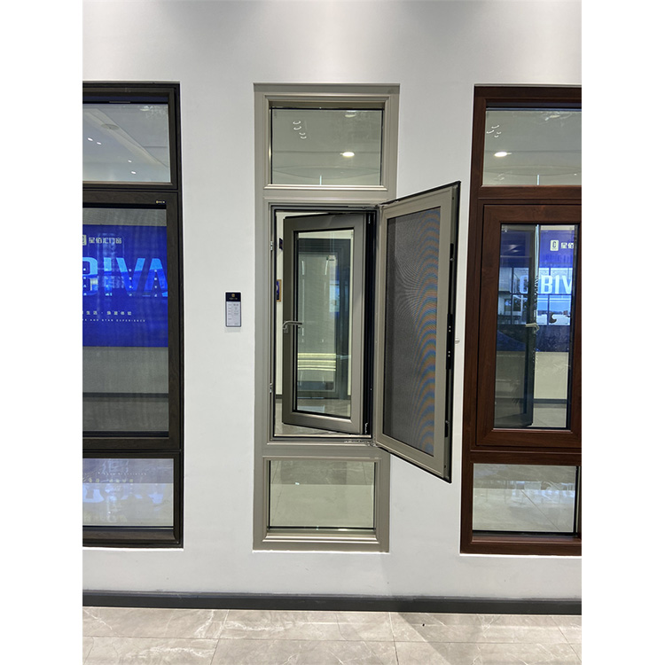 Power Coating Grey Double Glass Casement Window