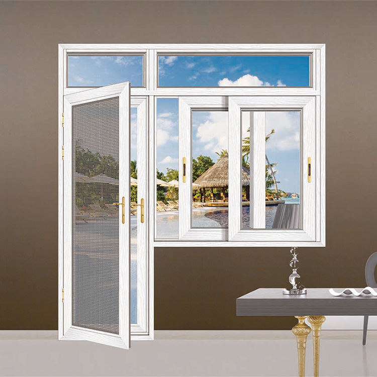 Power Coating Grey Double Glass Casement Window