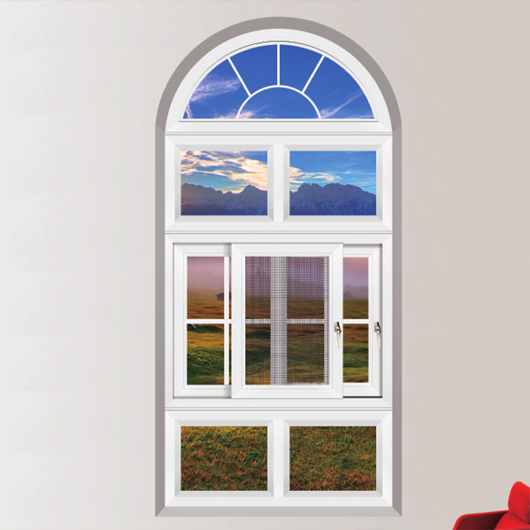 Temper Glass UPVC Frame French Tilt And Turn Window