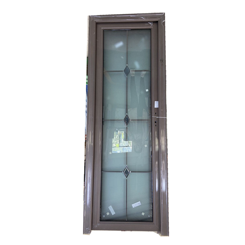 Anodize Bronze Simple Double Cleasr And Forest Glass Hinge Door