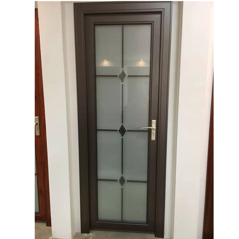 Anodize Bronze Simple Double Cleasr And Forest Glass Hinge Door