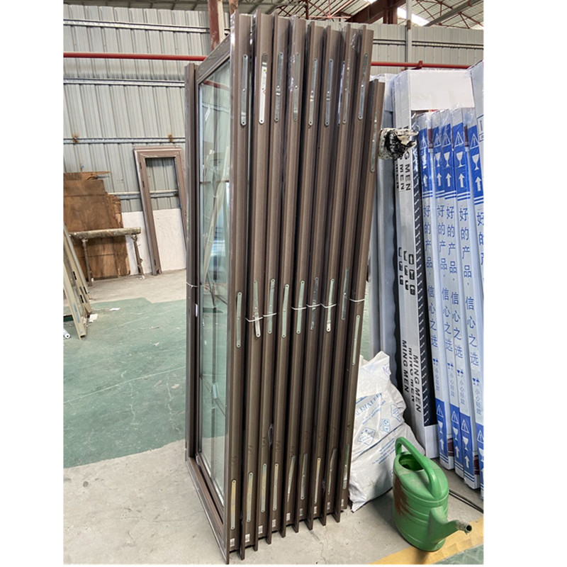 Anodize Bronze Simple Double Cleasr And Forest Glass Hinge Door