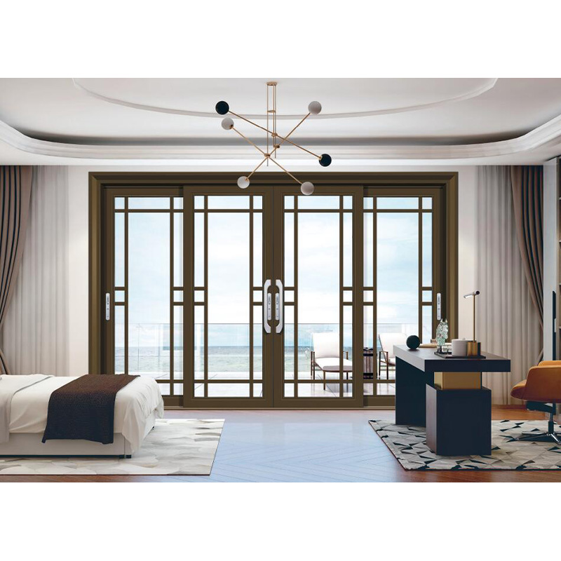 Triple Track Four Panel Leaf 15 Light Glass Aluminum Stacker Door