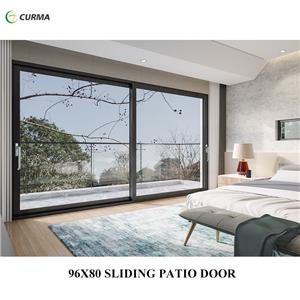 बिक्री के लिए 96x80 स्लाइडिंग आंगन दरवाजा लागत एल्यूमीनियम थर्मल इन्सुलेशन बाहरी स्लाइडिंग दरवाजे