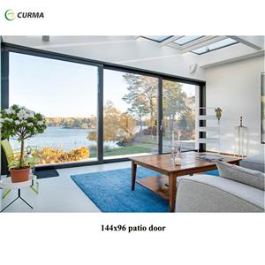 एल्यूमीनियम आंगन दरवाजा 3 पैनल वाणिज्यिक आधुनिक डिजाइन उच्च शक्ति एल्यूमीनियम स्लाइडिंग ग्लास दरवाजा