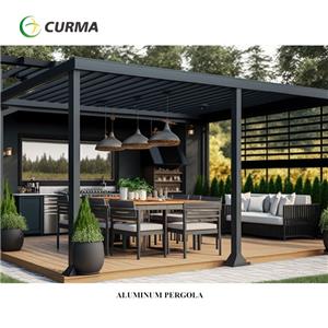 Pergola louvered taman Curma dengan pergola atap aluminium