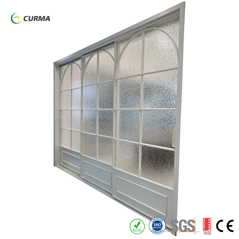 New design exquisite single glass white three-link aluminum sliding door