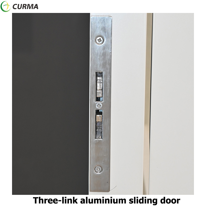 New design exquisite single glass white three-link aluminum sliding door