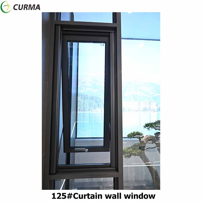 125#Curma good quailty glass curtain wall windows system with top hung window