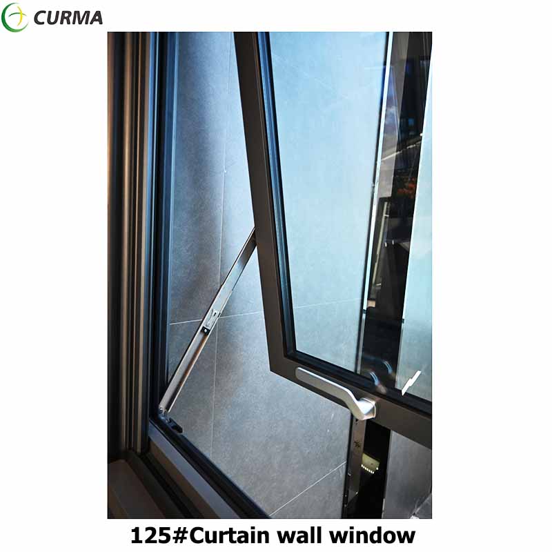 125#Curma good quailty glass curtain wall windows system with top hung window