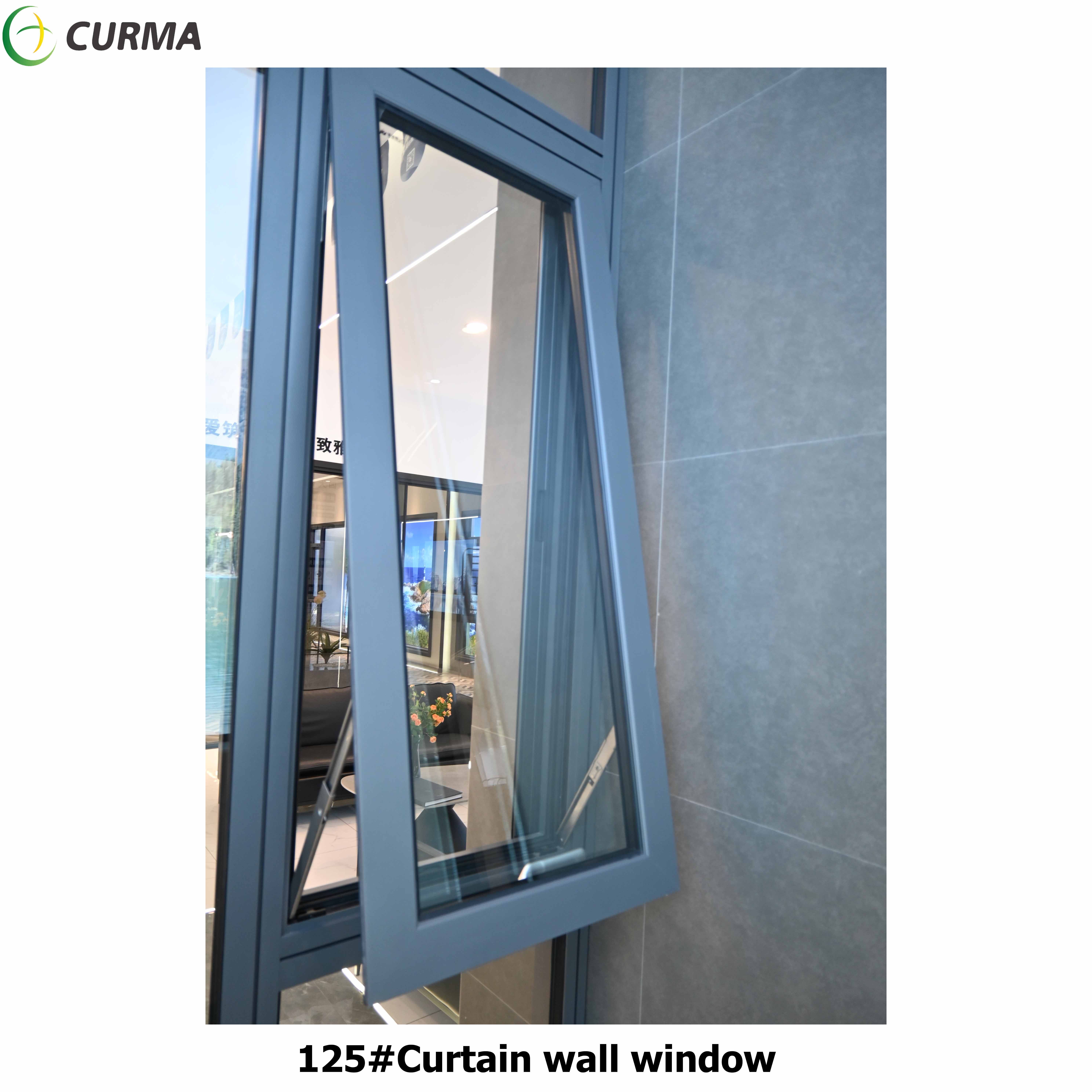 125#Curma good quailty glass curtain wall windows system with top hung window