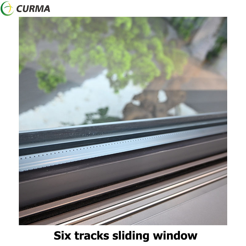 Curma modern aluminium double glass six tracks sliding window