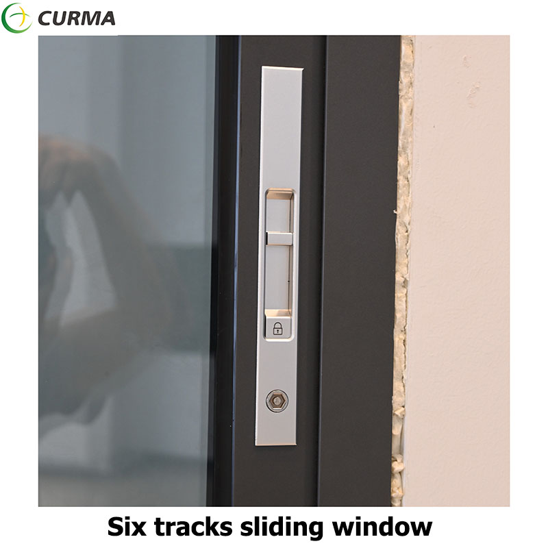 Curma modern aluminium double glass six tracks sliding window