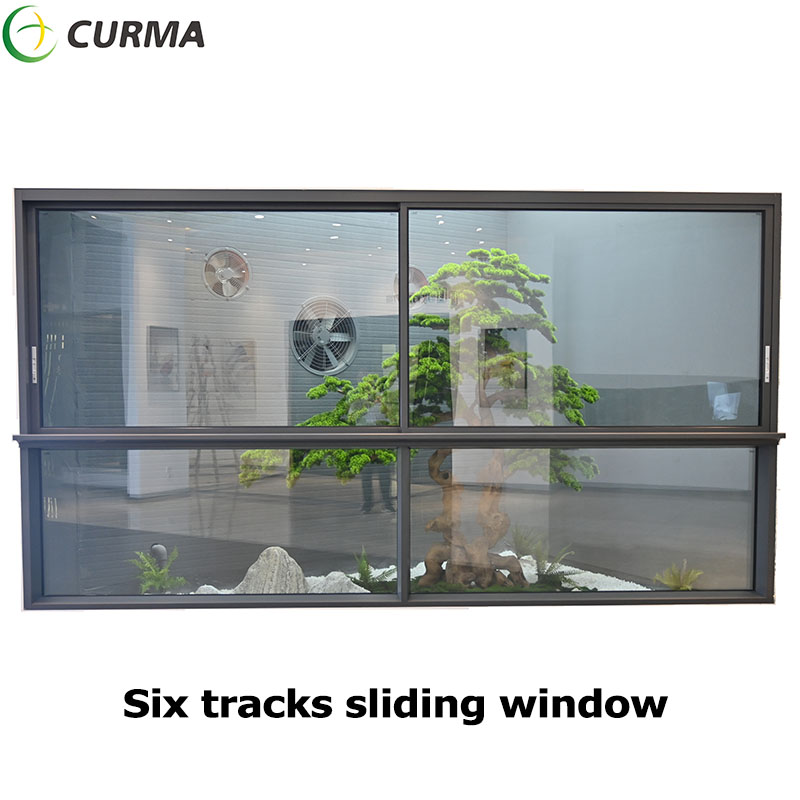 Curma modern aluminium double glass six tracks sliding window Manufacturers, Curma modern aluminium double glass six tracks sliding window Factory