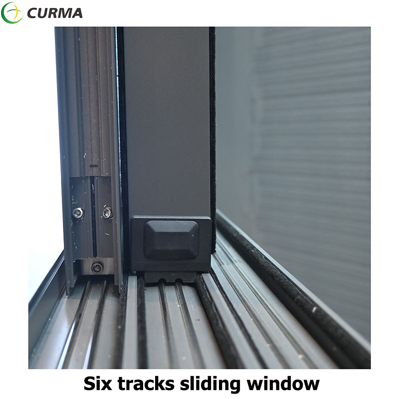Curma modern aluminium double glass six tracks sliding window