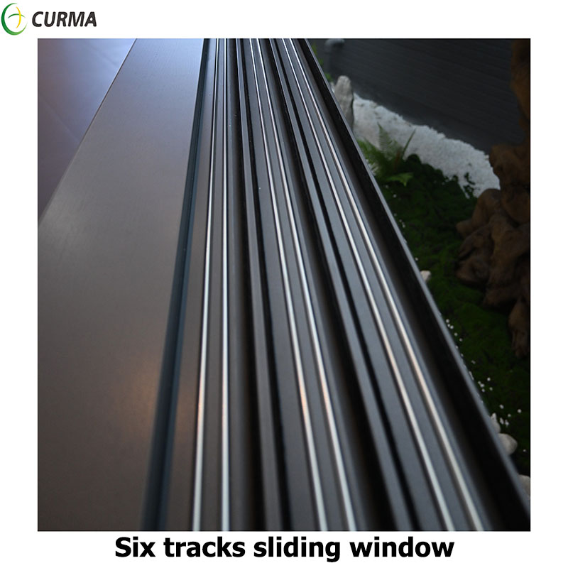 Curma modern aluminium double glass six tracks sliding window