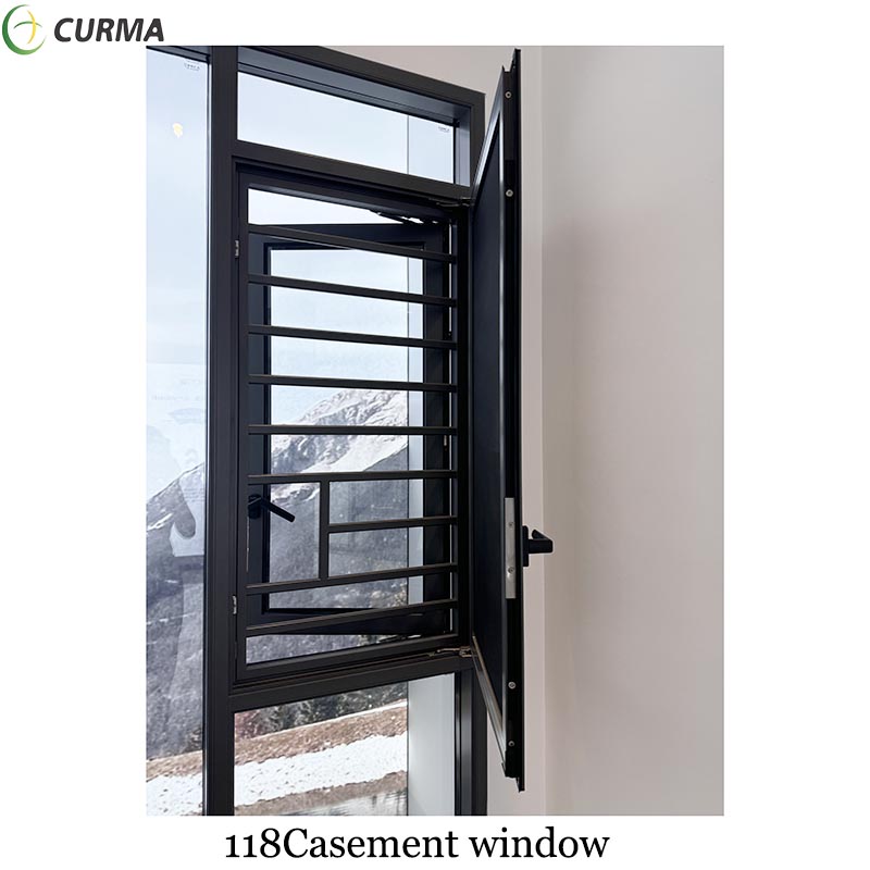 118 Aluminium best double triple glazing fixed glass casement window