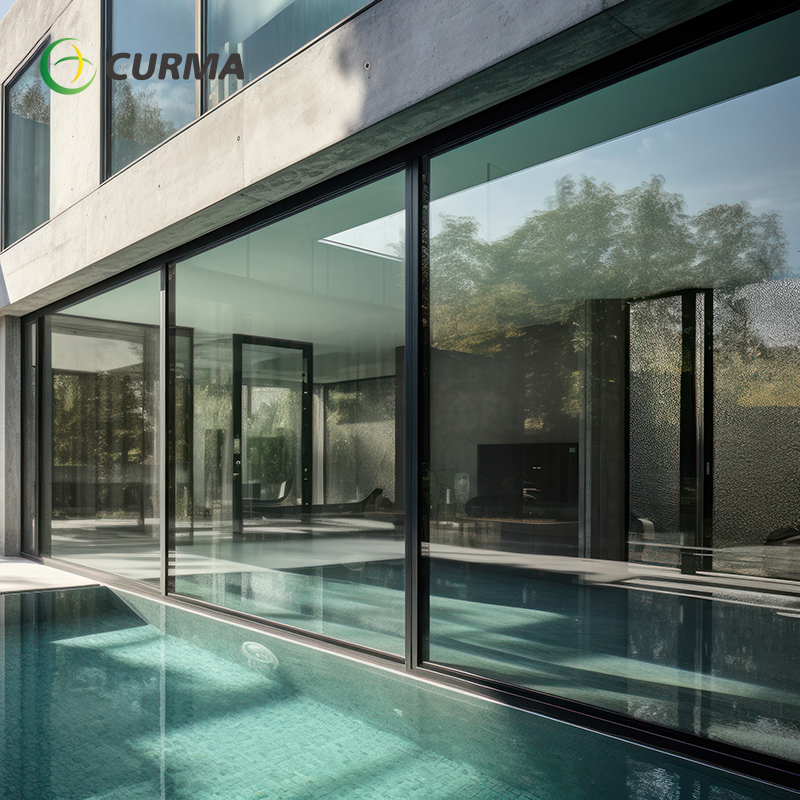 Custom Made Double Glazed Commercial Large Panoramic Sliding Door