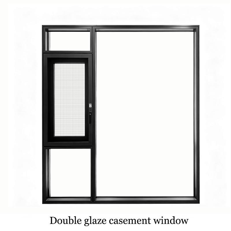 Aluminum double glass single pane casement french custom windows